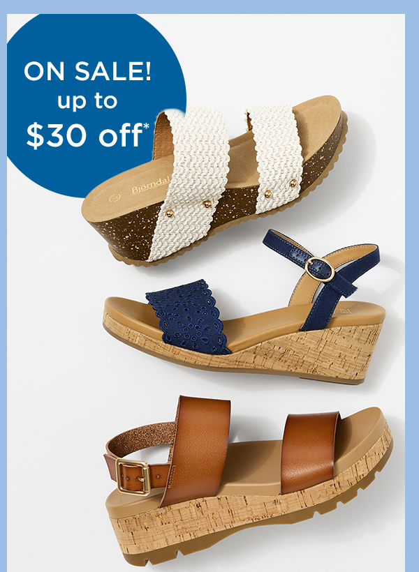 On Sale Up To $30 Off | Sandal Lineup of Assorted Sale Footbed Sandal Styles