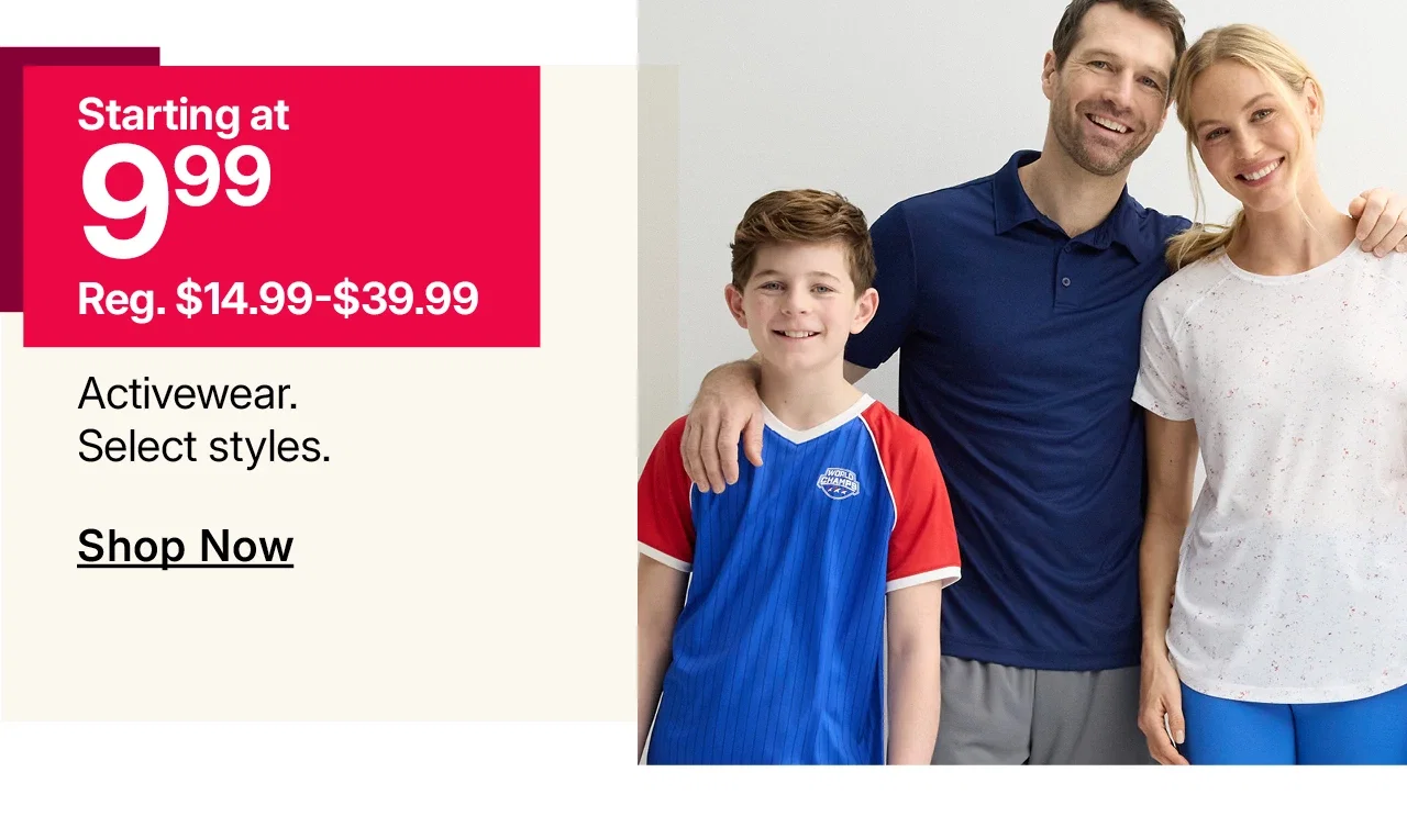 starting at $9.99 activewear