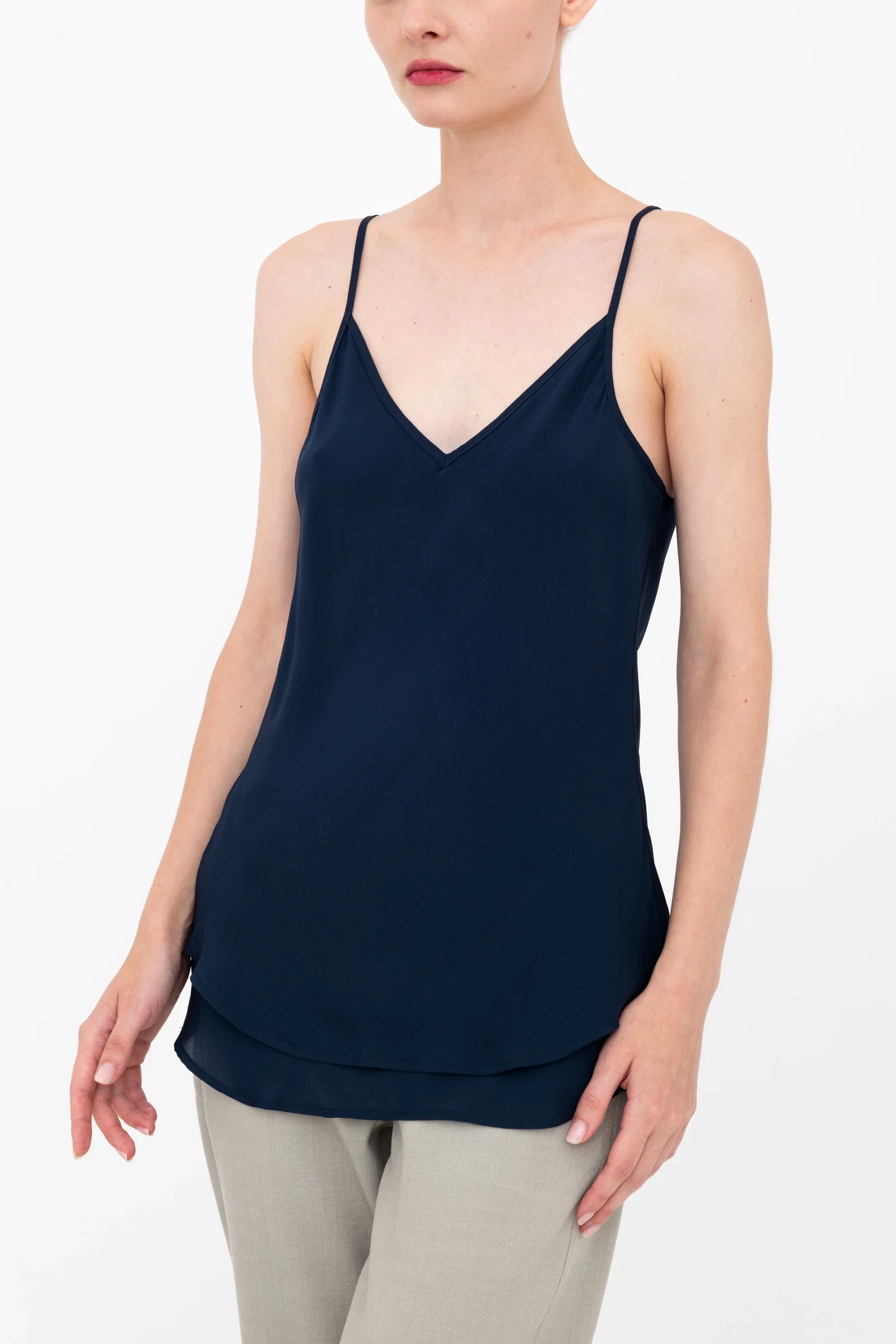 Image of Silk Georgette Bias Double Layered Camisole - BETULA