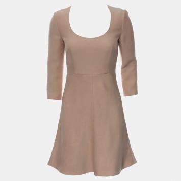 Nude Wool and Silk U-Neck Mini