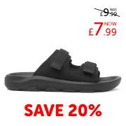 shoezone Mens Black EVA Twin Strap Slip On Mule Sandal
