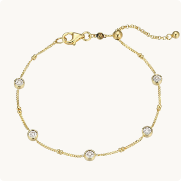 Lab Grown Diamond Bezel Station Bracelet in Gold Plated Sterling Silver