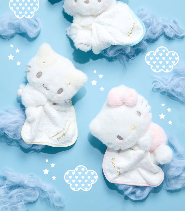 JUST LANDED | OFF TO DREAMLAND! Cloud Nap Series Plush displayed against a blue background.
