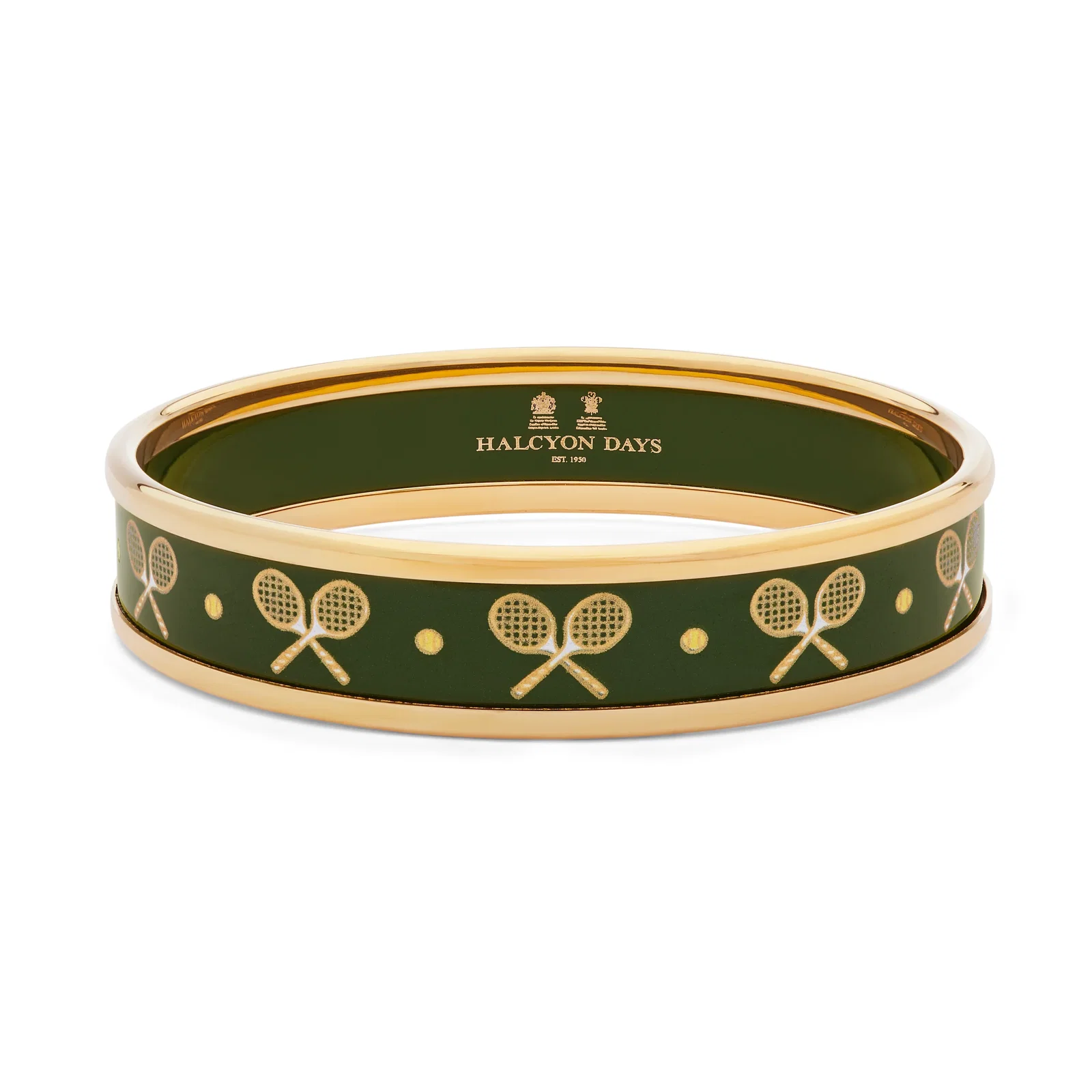 Image of Tennis Push-on Bangle in Green & Gold