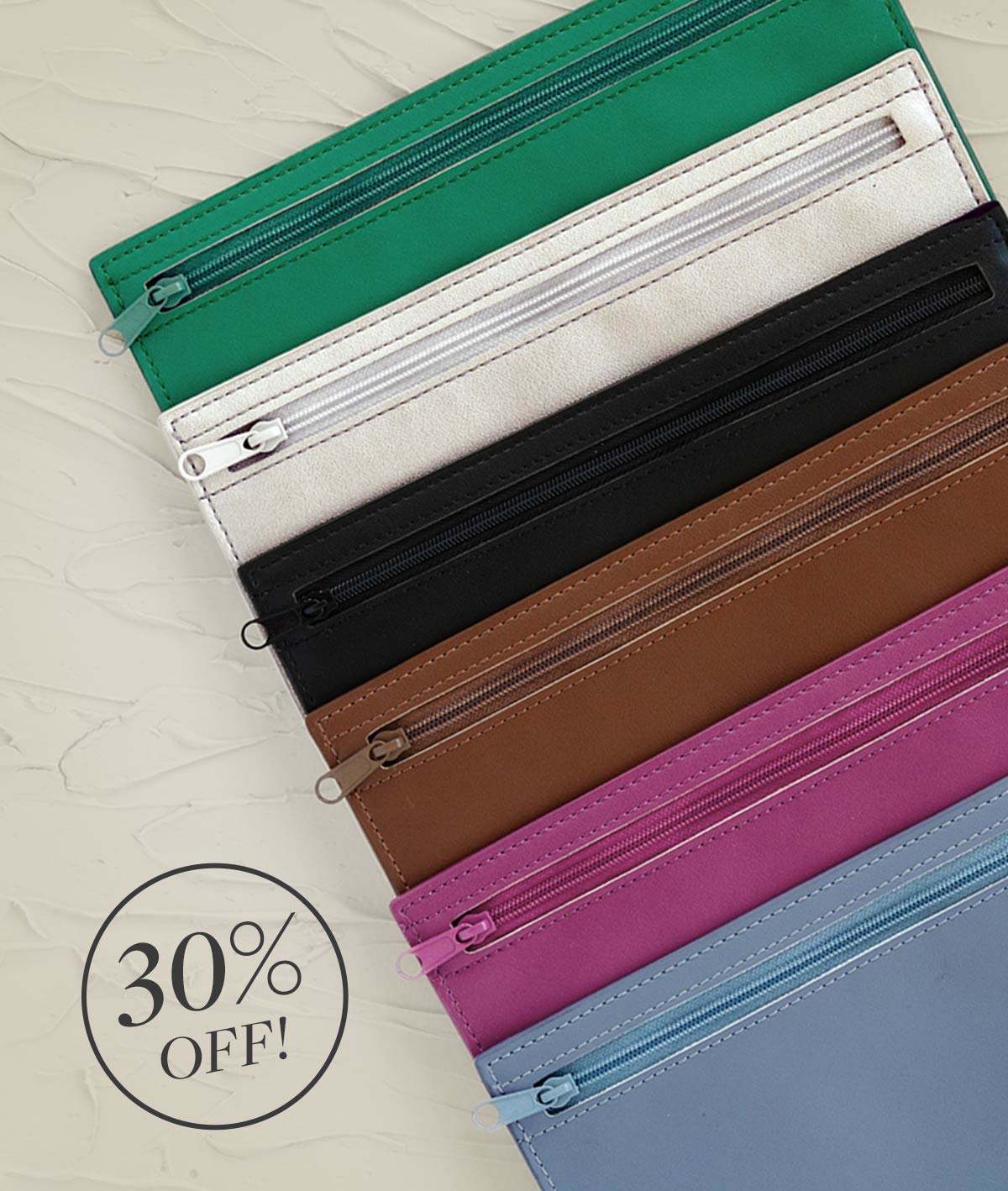 30% Off Zipper Pouches.