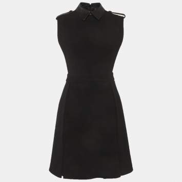 Black Stretch Crepe Leather Tr