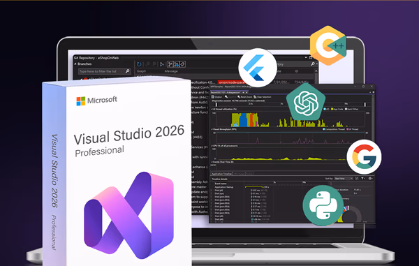 Microsoft Visual Studio Professional 2026 + The Premium Learn to Code Certification Bundle