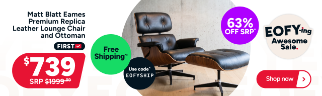 Matt Blatt Eames Premium Replica Leather Lounge Chair and Ottoman