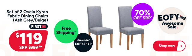 Set of 2 Ovela Kyran Fabric Dining Chairs