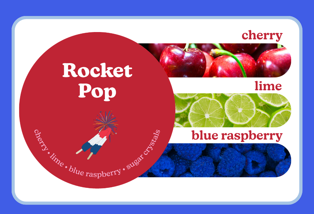 rocket pop: cherry, lime, blue raspberry