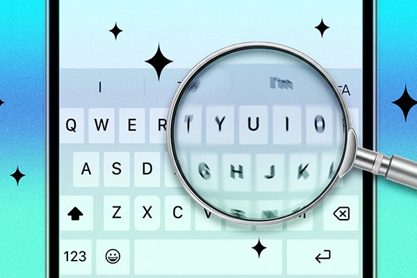 Closeup of smartphone keyboard.
