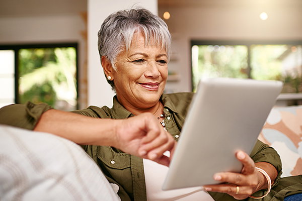Person using a tablet device.