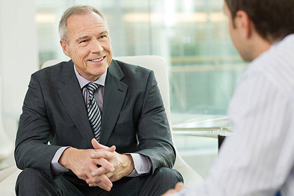 Person interviewing for a job.