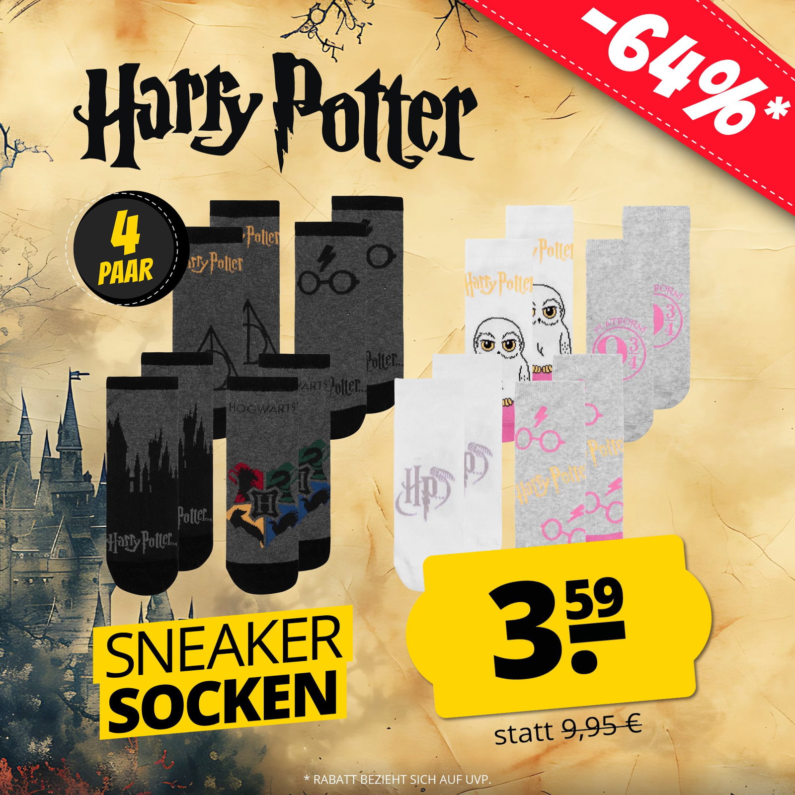 Harry Potter "Hogwarts Mix" Herren Sneaker Socken