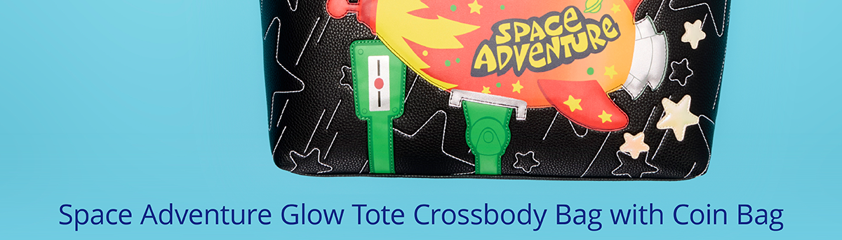 Space Adventure Glow Tote Crossbody Bag with Coin Bag