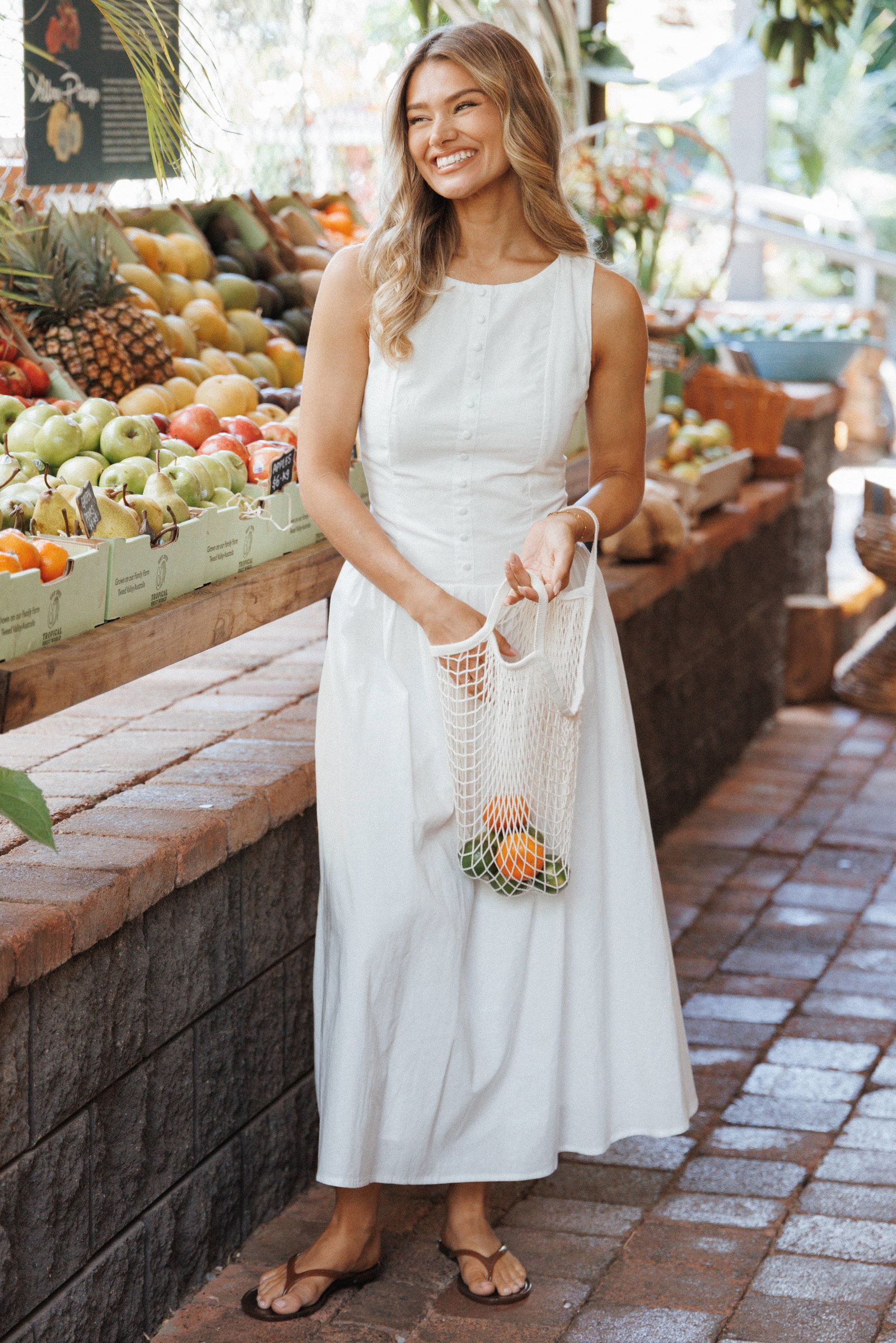 Image of Evie Button Front Maxi Dress - White