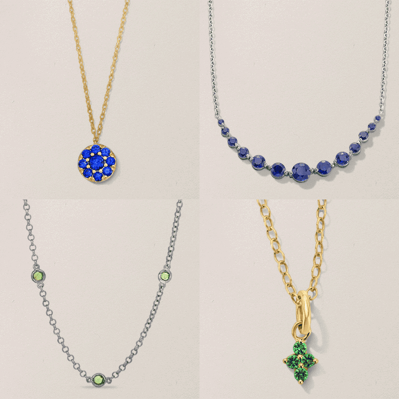Four gemstone necklaces. 