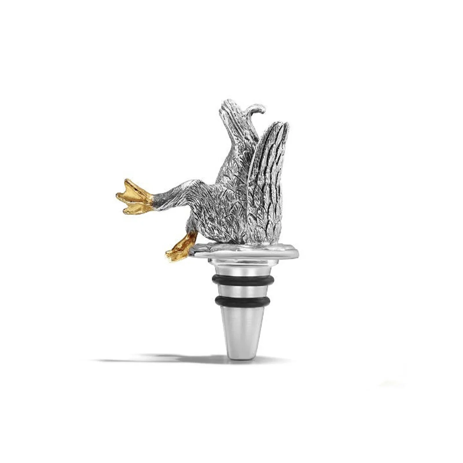 Image of DIPPING DUCK BOTTLE STOPPER IN STERLING SILVER