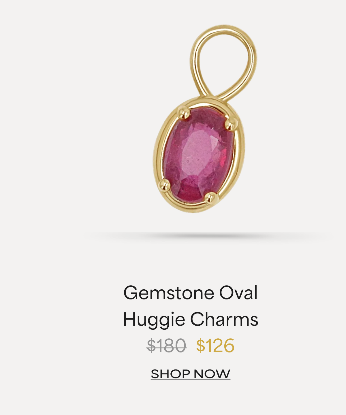 Gemstone Oval Huggie Charms