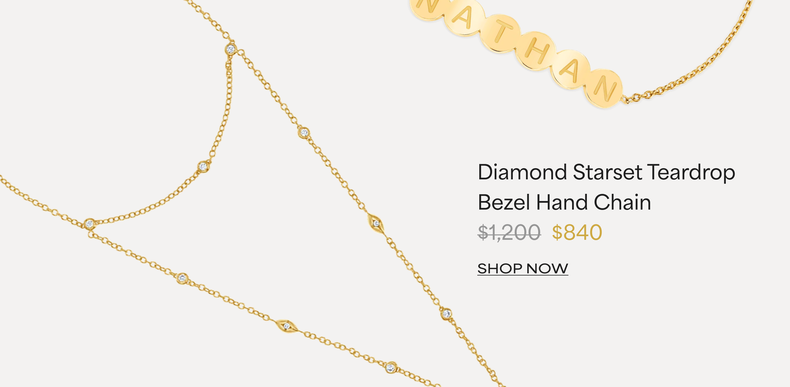 Diamond Starset Teardrop Bezel Hand Chain