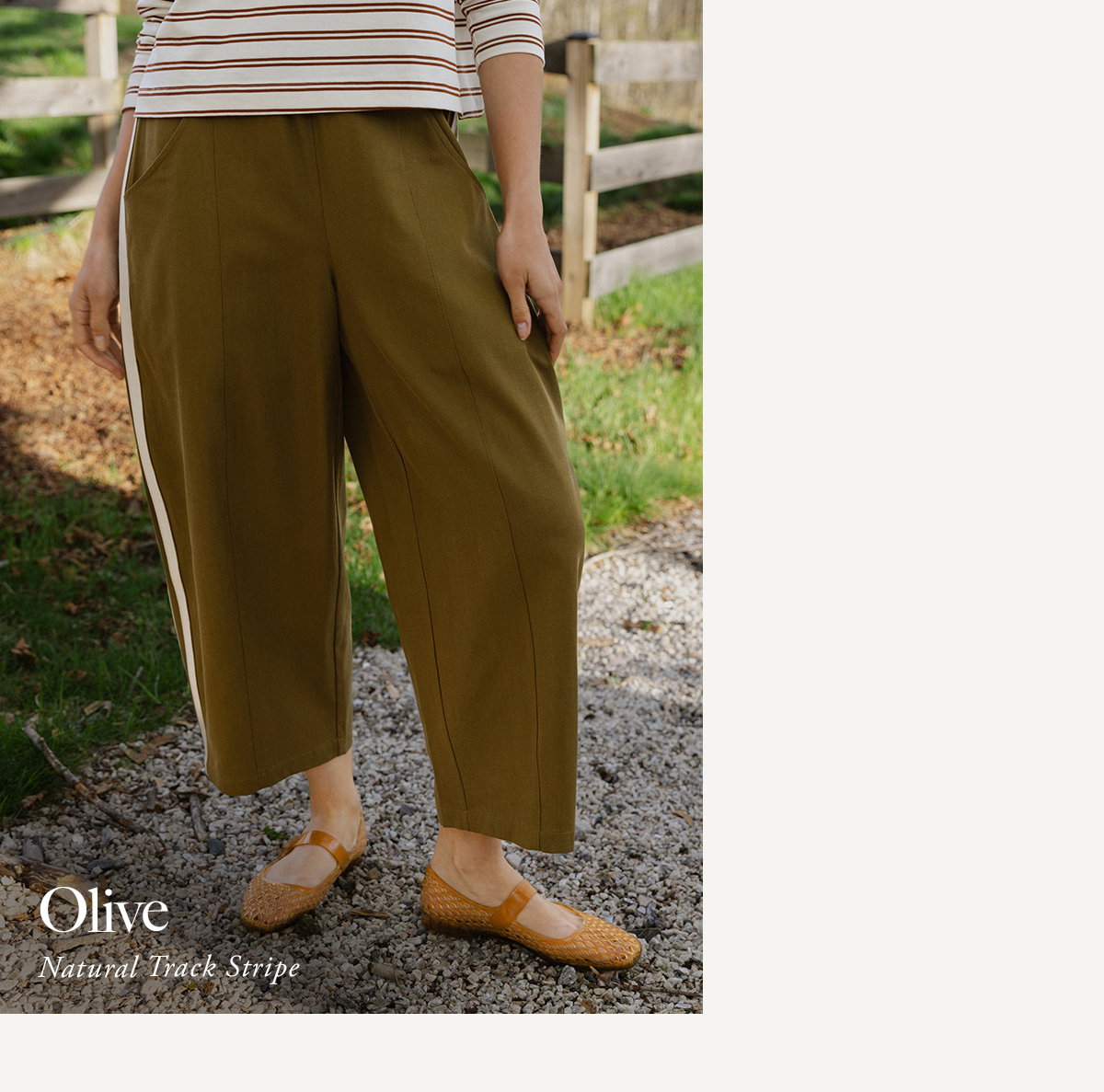 Olive Natural Track Stripe