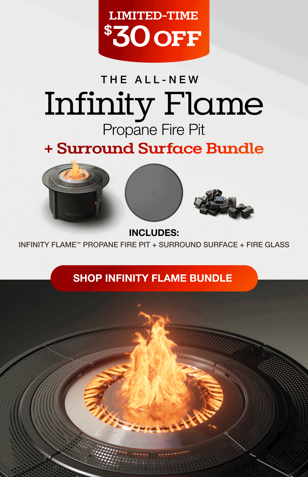 Infinity Flame Propane Fire Pit + Surround Surface