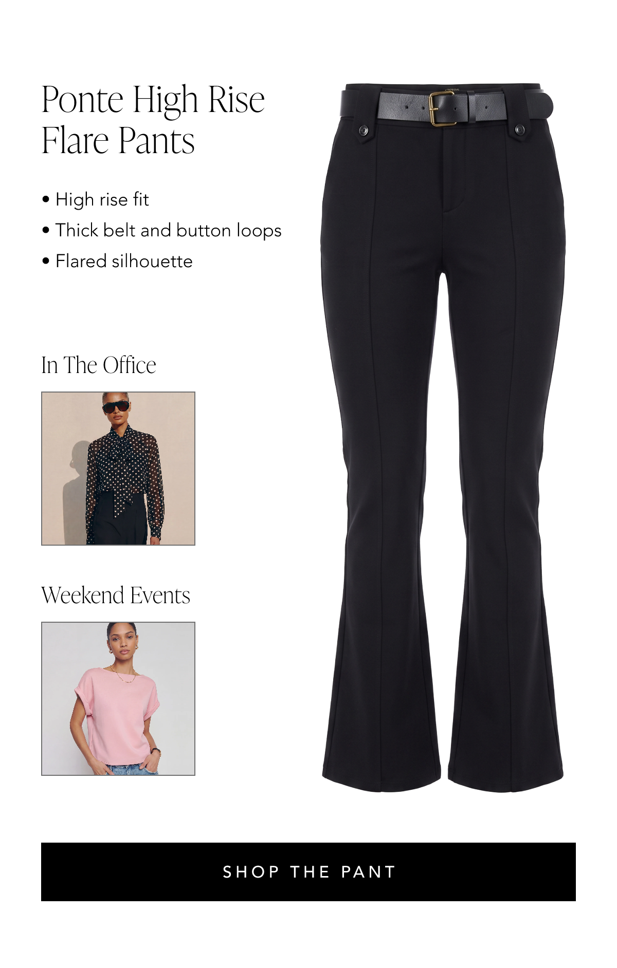 Ponte High Rise Flare Pants