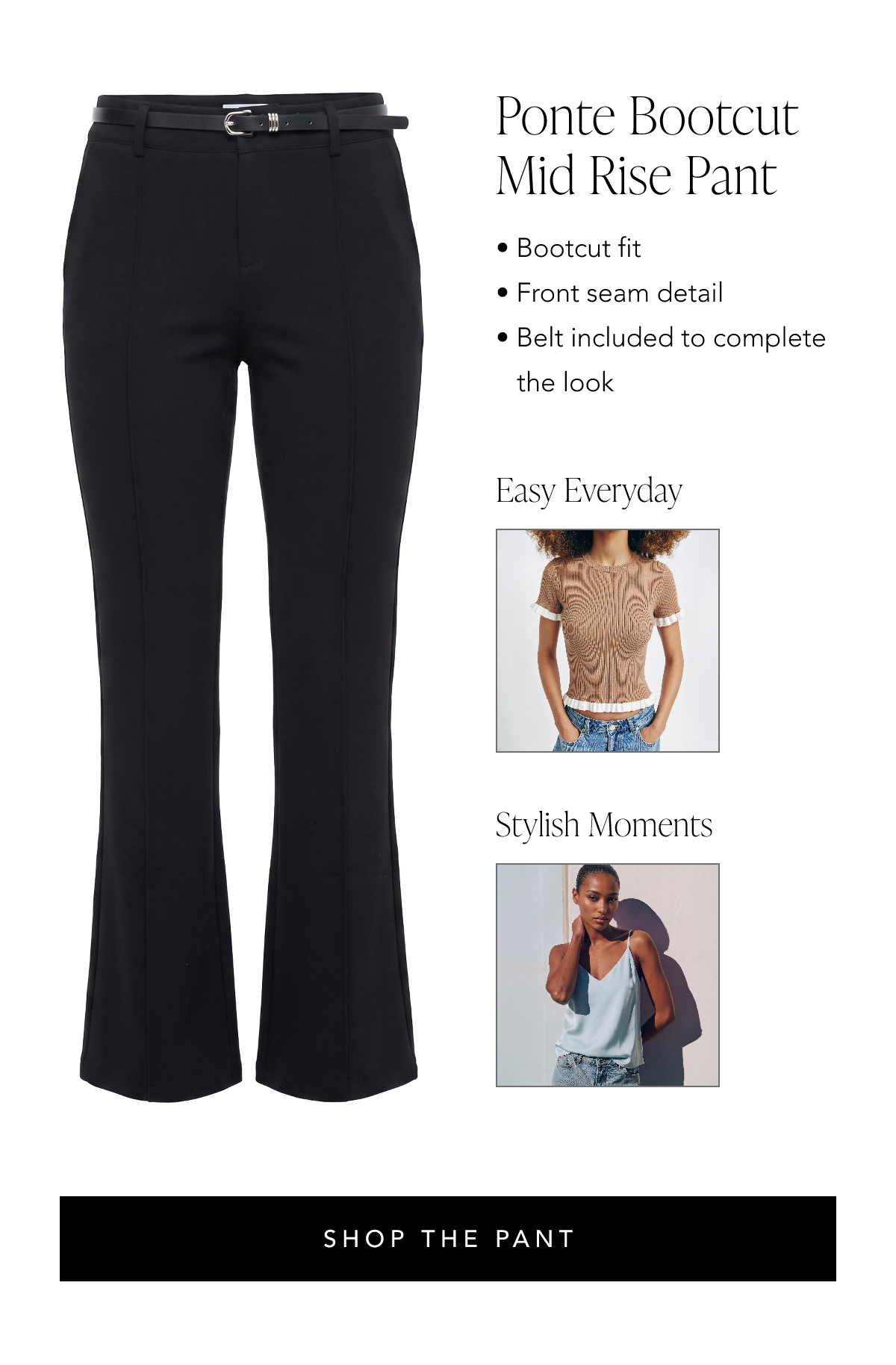 Ponte Bootcut Mid Rise Pant