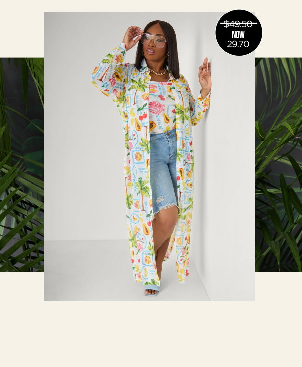 Summer Print Mesh Duster