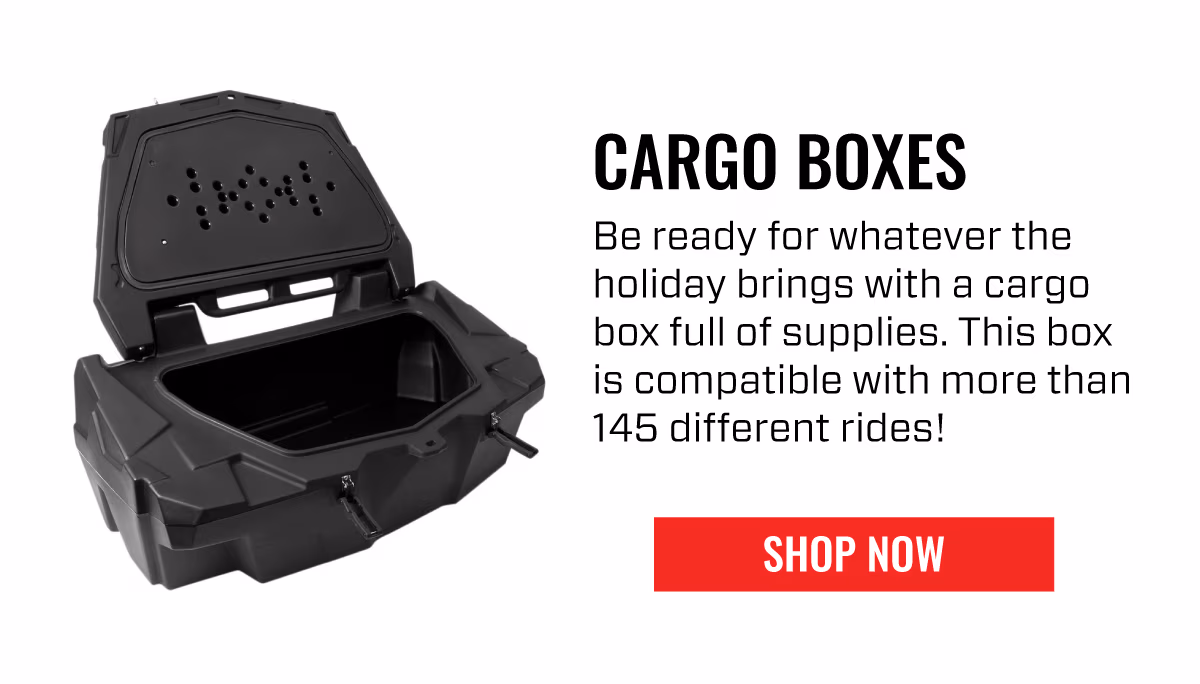 CARGO BOXES | Be ready for whatever the holiday brings with a cargo box full of supplies. This box is compatible with more than 145 different rides! | SHOP NOW
