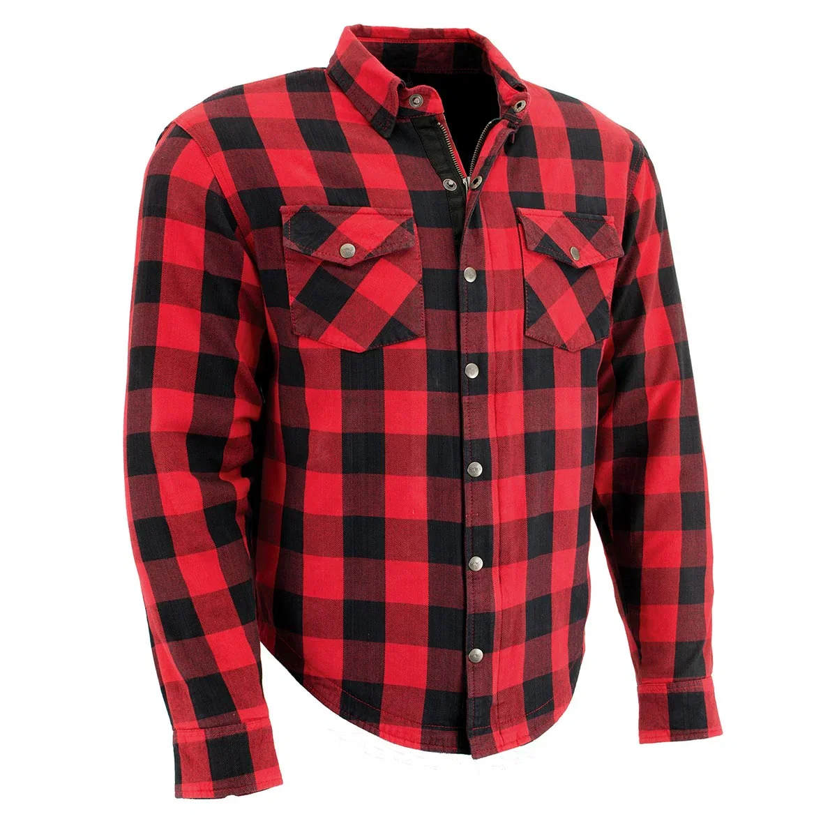Image of Milwaukee Leather MPM1631 Men's Plaid Flannel Biker Shirt with CE Approved Armor - Reinforced w/ Aramid Fiber