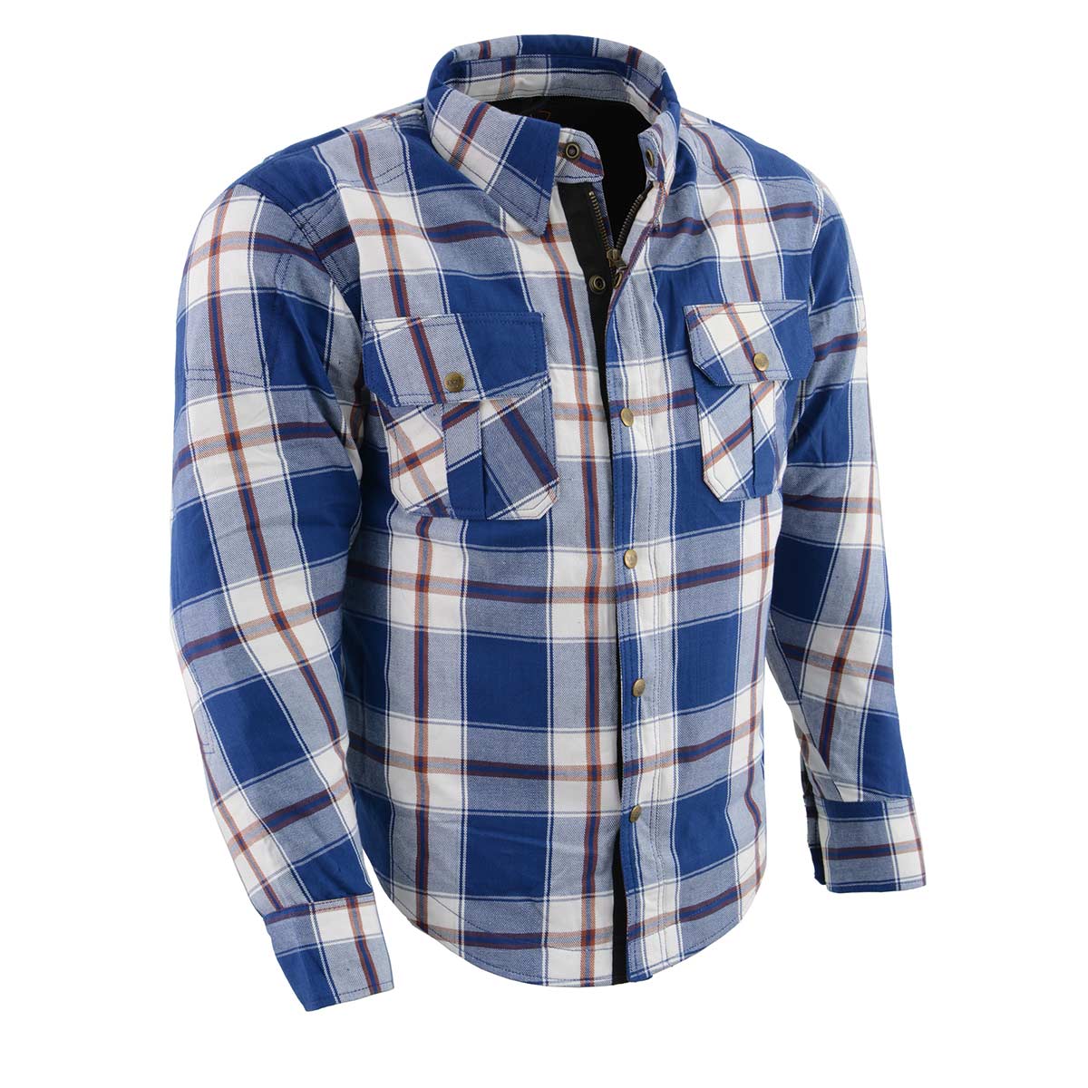 Image of Milwaukee Leather Men's Plaid Flannel Biker Shirt with Aramid Fiber and Armor