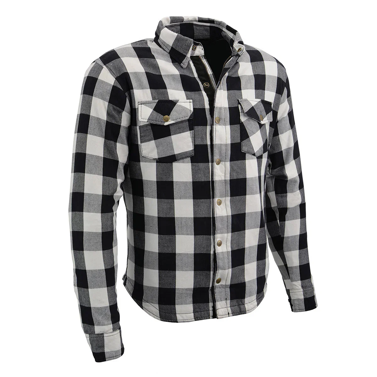 Image of Milwaukee Leather MPM1633 Men's Plaid Flannel Biker Shirt with CE Approved Armor - Reinforced w/ Aramid Fiber