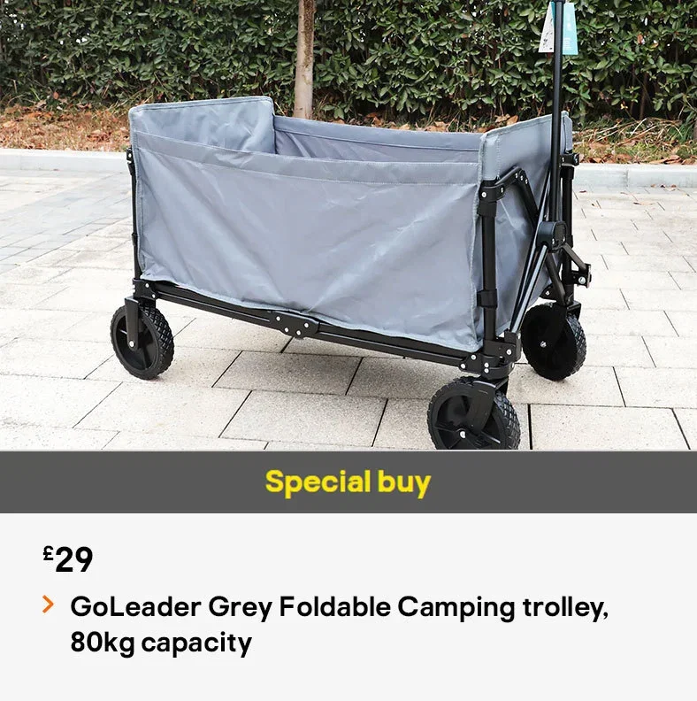 Special buy - GoLeader Grey Foldable Camping trolley, 80kg capacity
