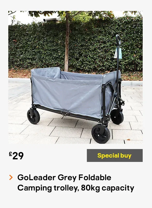 Special buy - GoLeader Grey Foldable Camping trolley, 80kg capacity