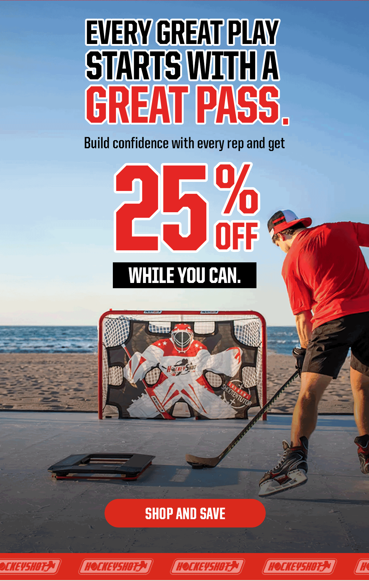 Headline: Every Great Play Starts With A Great Pass. Subheader: Build confidence with every rep and save 25% while you can. CTA: Shop And Save