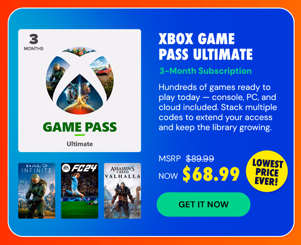 Xbox Game Pass Ultimate: 3-Month Subscription - USA - Digital Code - Stackable - Final Sale