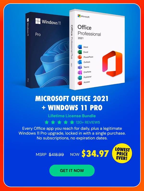 The Ultimate Microsoft Office Professional 2021 for Windows: Lifetime License + Windows 11 Pro Bundle