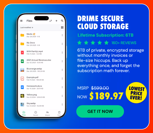 Drime Secure Cloud Storage: Lifetime Subscription (Advanced Plan/6TB)