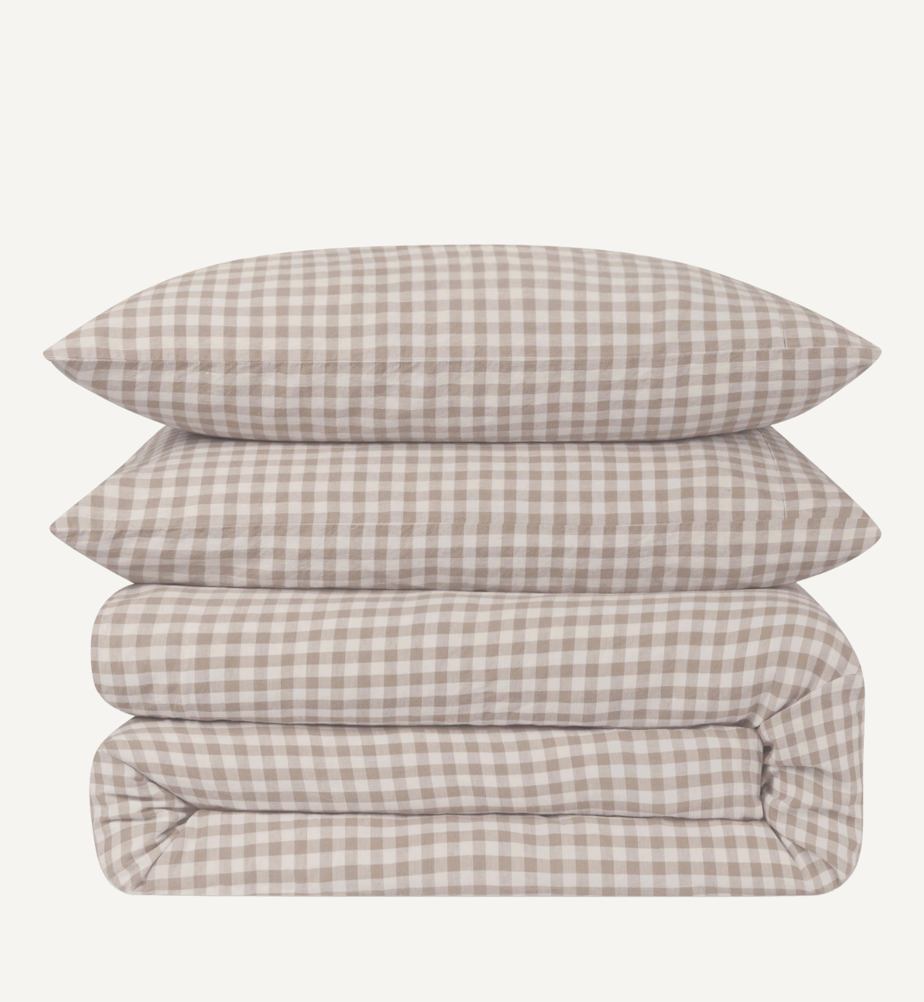 Mushroom Gingham Linen Blend Duvet Cover