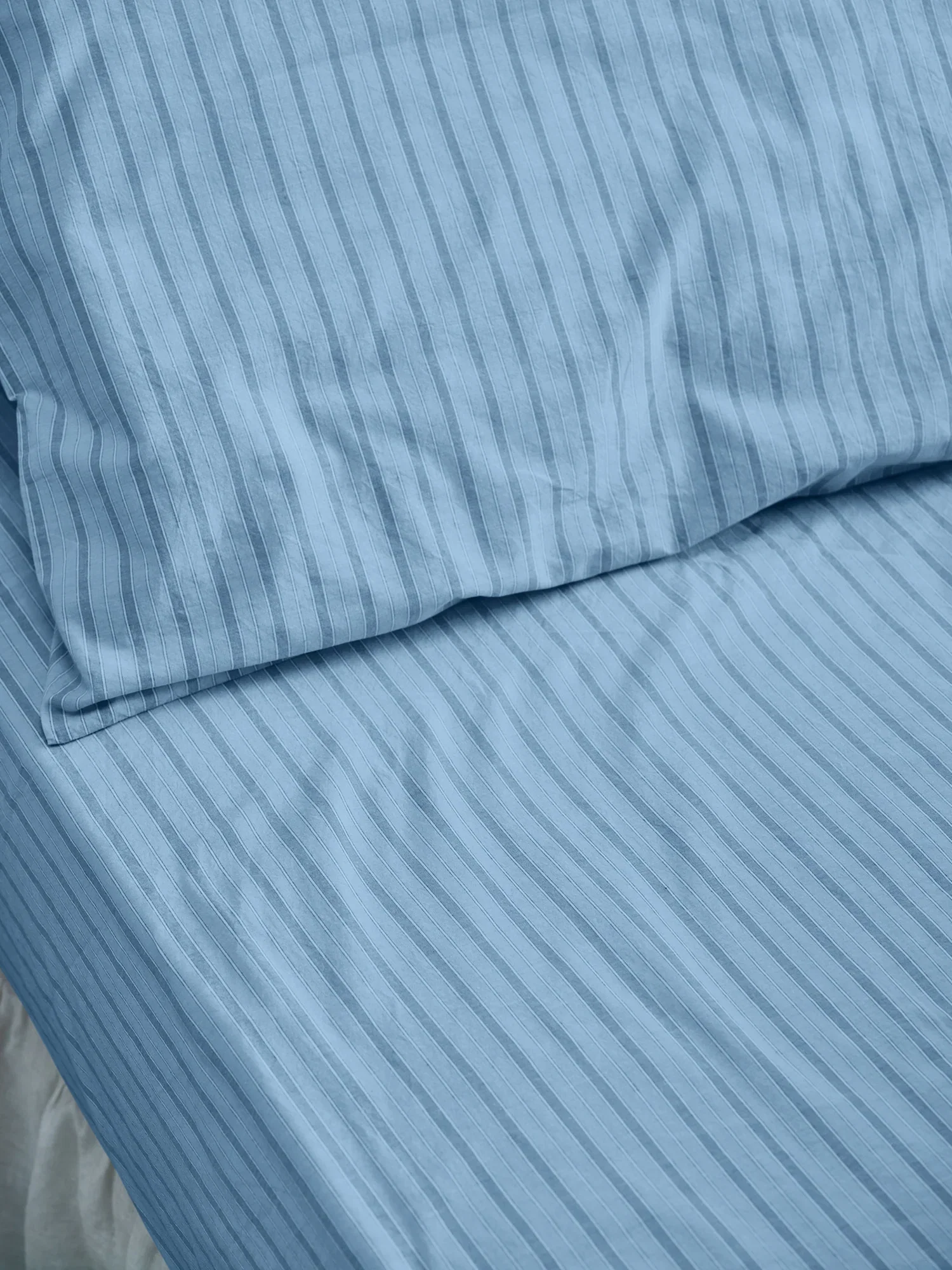 Image of Pale Blue Favorite Shirt Stripe Cotton Fitted Sheet