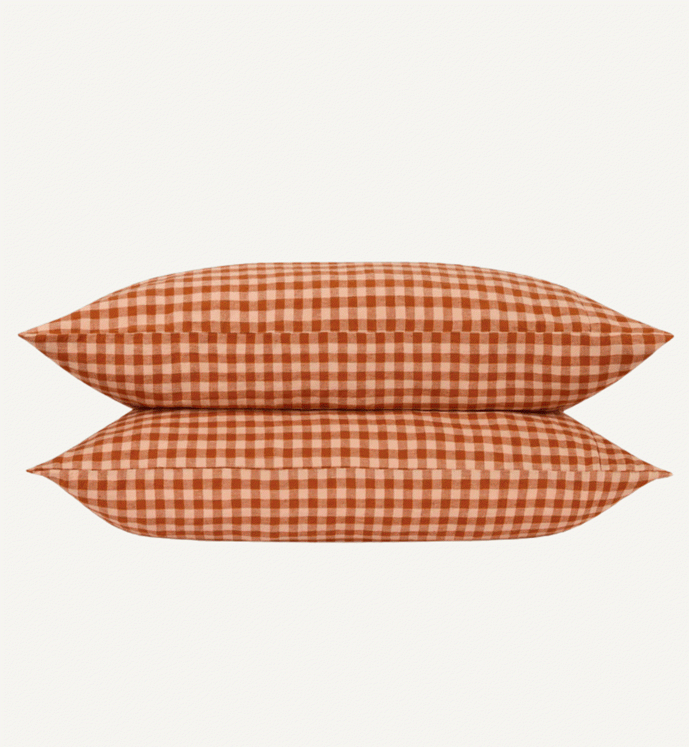 Cinnamon & Peach Colour Drenched Gingham Linen Blend Pillowcases (Pair)