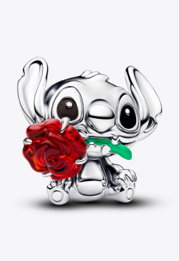 Disney Stitch Rose Murano Glass Charm