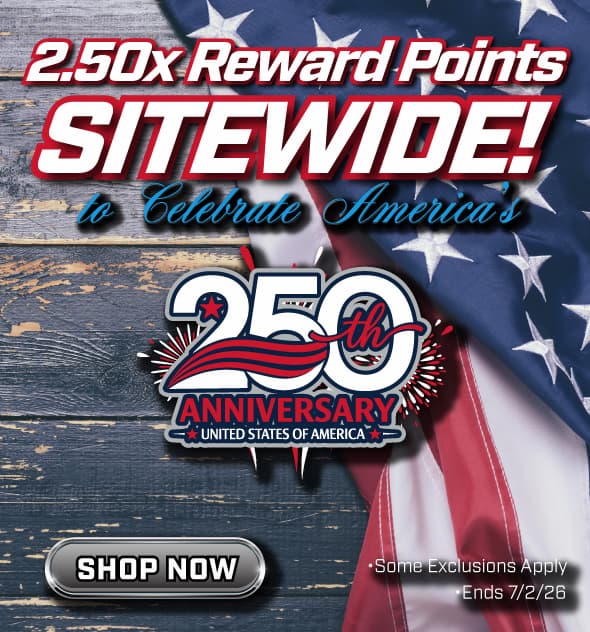 Sitewide - Earn 2.50x Rewards Points On Qualifying Items Until July 2nd. Sign up for an account to redeem.