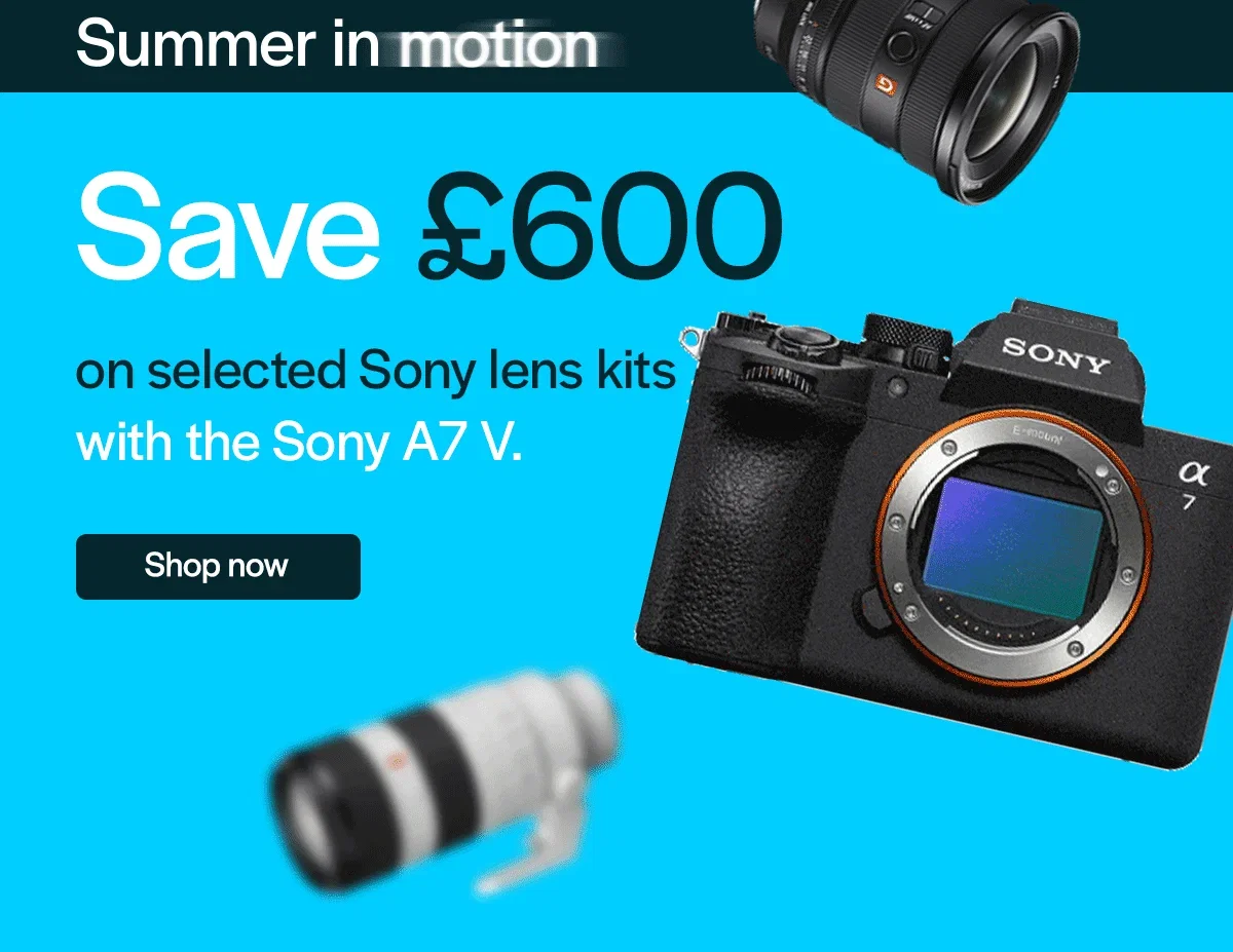 Save £600 on selected Sony lens kits with the Sony A7 V.