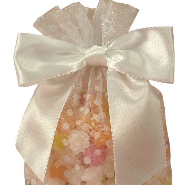 7/8 x 3 White Satin Bow on Wire