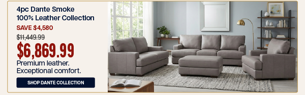 4pc Dante Smoke 100% Leather Collection