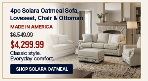 4pc Solara Oatmeal Sofa, Loveseat, Chair & Ottoman