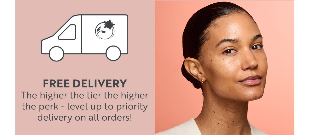 FREE DELIVERY  The higher the tier the higher the perk - level up to priority delivery on all orders! 