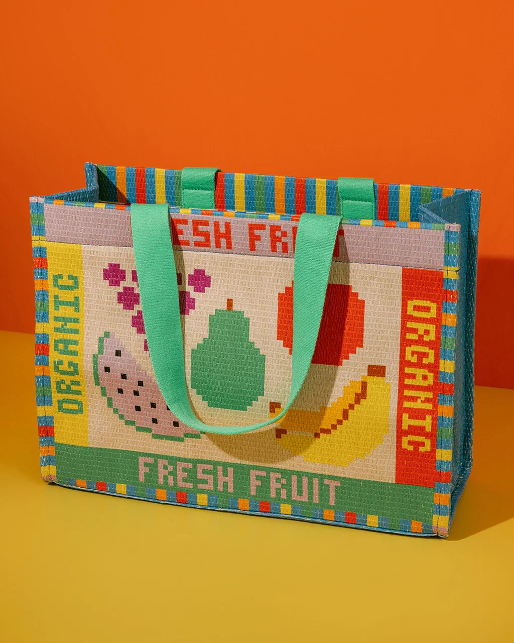 Image of Rattan Market Bag - Fruit Tiles